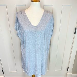 All Saints Womens T-Shirt Dress Size 8 Gray Jersey Knit V-Neck  Cold Shoulder
